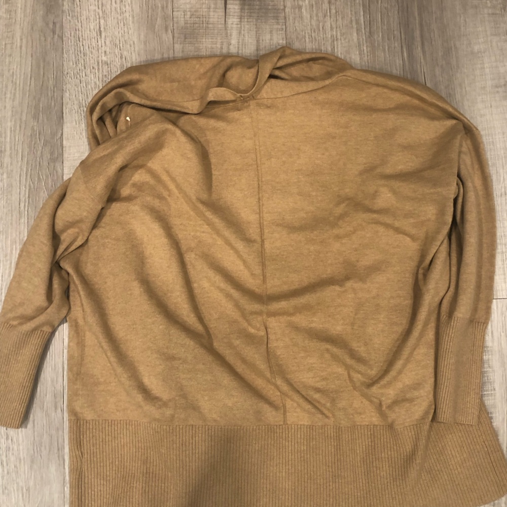 Ava & Viv Camel Open-Front Ribbed Hem Cardigan - Picture 2 of 4